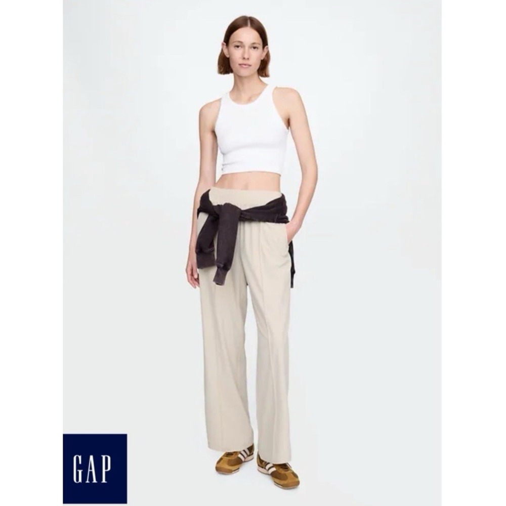 GAP GapFit‎ Tech High Rise Split-Hem Pants Size Large Tan MSRP $69 NWT Comfort
